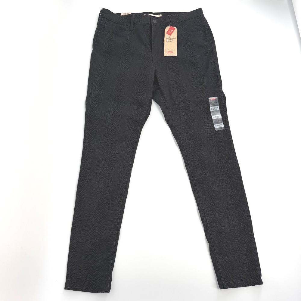 Levis 720 High Rise Super Skinny Women 32x30 Black Snake NWOT Animal Print Pants